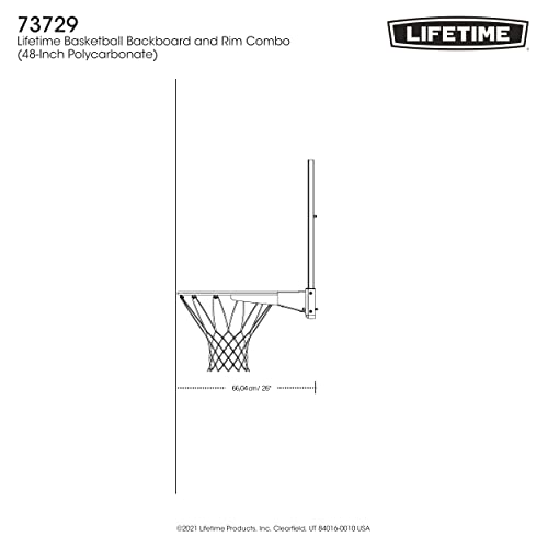Lifetime 73729 48 in. Shatter Proof Backboard Rim Combo, Orange/White G132282