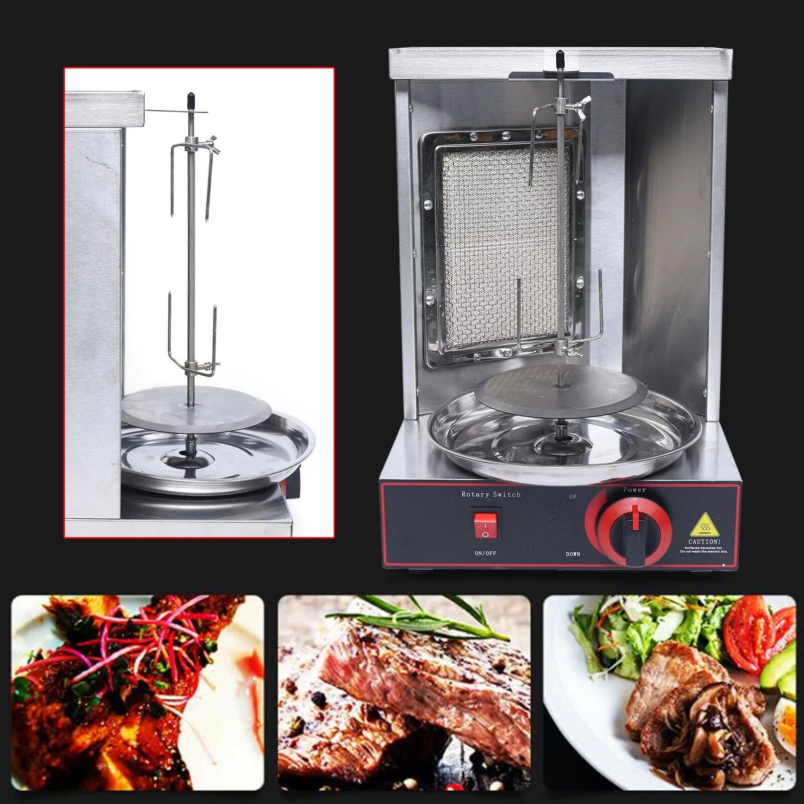 Gas Grill Meat Machine BBQ Rotisserie Oven Smokeless Vertical Broiler 110V LPG J55224