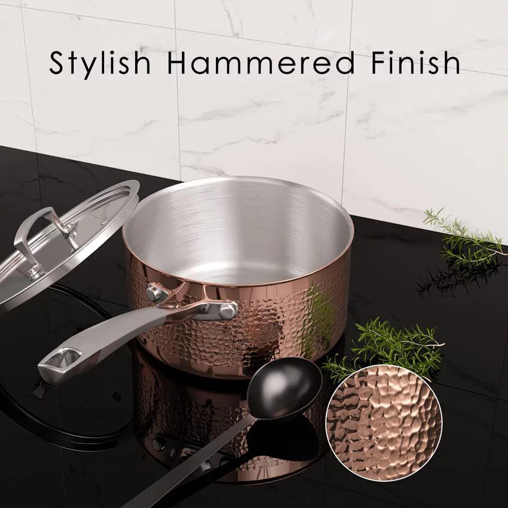 Homaz life 7-Piece Tri-Ply Stainless Steel Hammered Pots and Pans Set I838