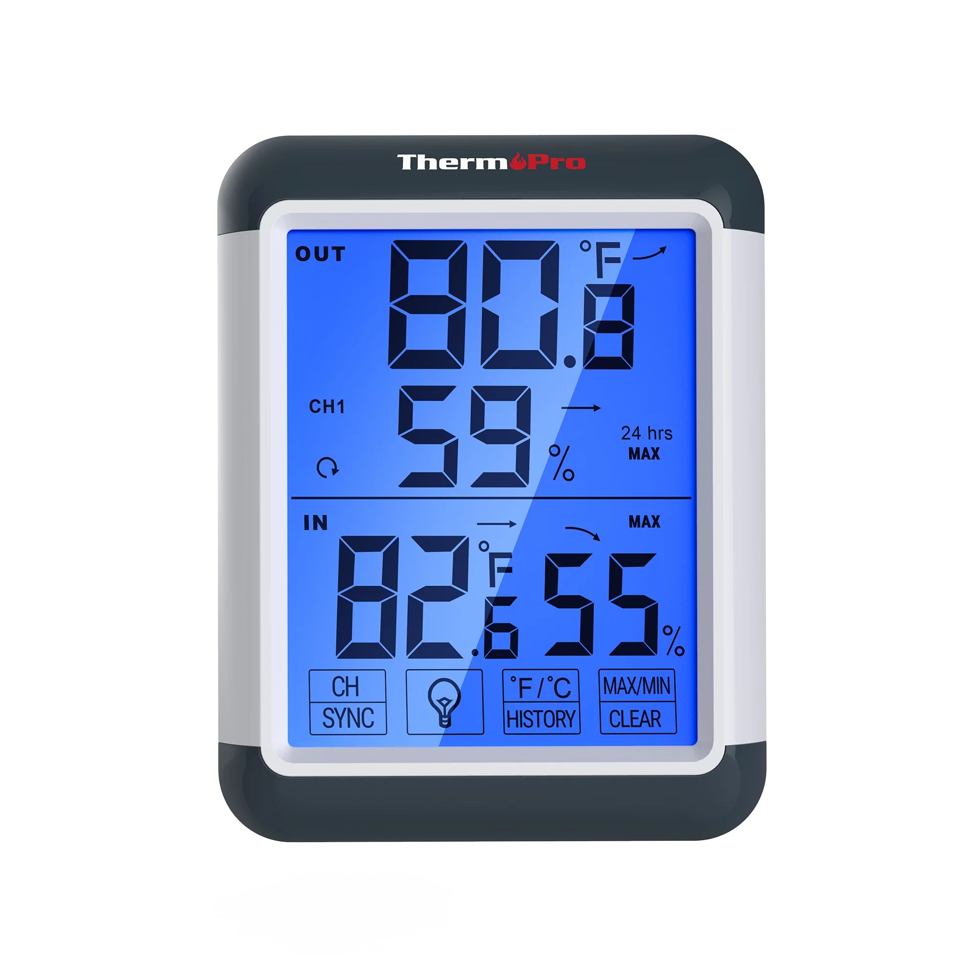 ThermoPro TP65W Indoor Outdoor Thermometer Wireless Hygrometer with Touchscreen Q1615