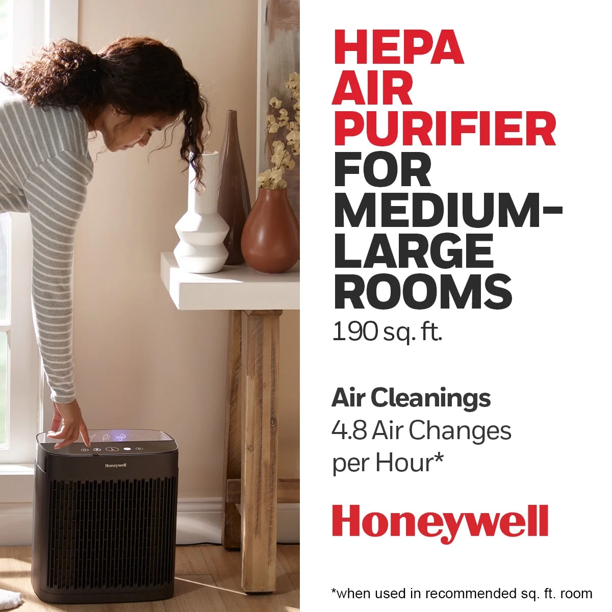 Honeywell Air Purifier HP5100B, HEPA Filter for Allergens, Smoke, Pollen, Dust Q504833